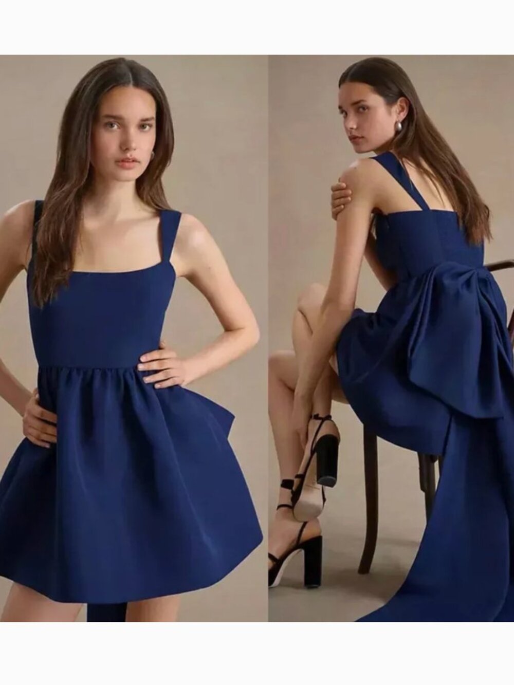 Sachin & Babi Taffeta Big Bow Mini Dress Navy Blue